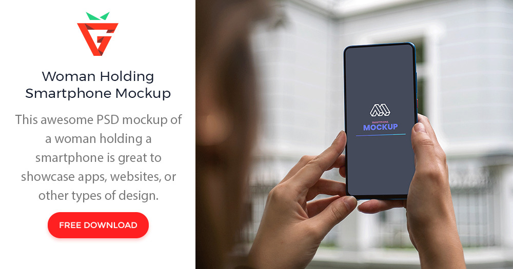 Download Woman Holding Smartphone Mockup - graphberry.com