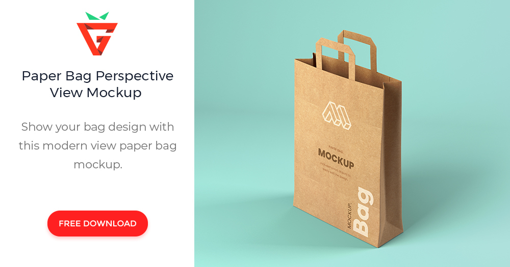 Paper Bag Perspective View Mockup - graphberry.com